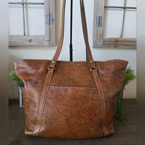 Patricia Nash Benvenuto European Map Tote  100% Full Grain Leather - Picture 10 of 15